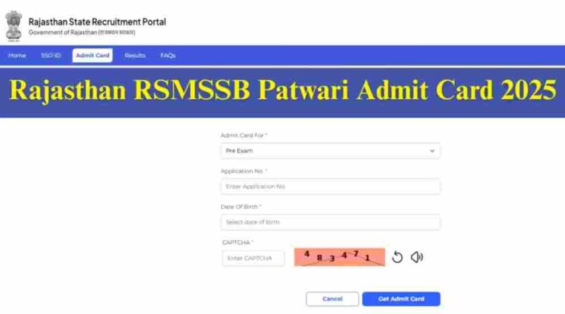 Rajasthan Patwari Admit Card 2025 Released Exam Details, Download Process, and Key Instructions