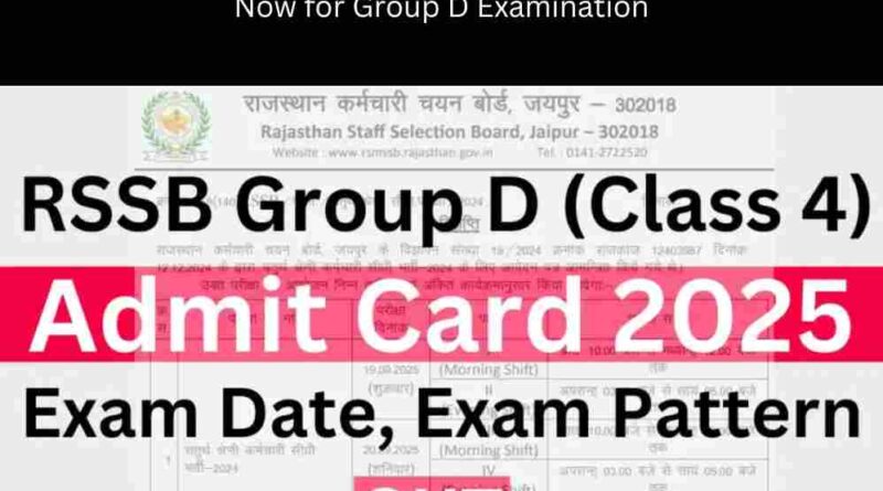 Rajasthan 4th Grade Admit Card 2025 Released Download Now for Group D Examination